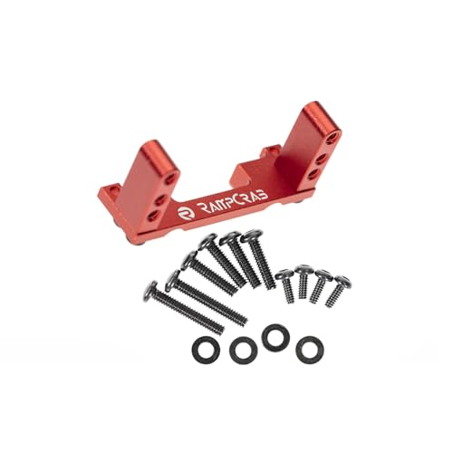 RampCrab Servo Mount Bracket for FXC24, Adjustable Servo Mount Tray, 1/24 RC Car Steering Servo Mount for FMS FCX24 Power Wagon Butcher & Max Smasher Big Foot, K5 Upgrade Parts, Alu, Red