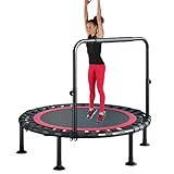Faltbares Mini-Trampolin für Kinder, 121,9 cm, Indoor-Fitness-Rebounder mit U-förmigem Griff, sichere und lustige Übung für Kinder, tragbares und kompaktes Design, Rot