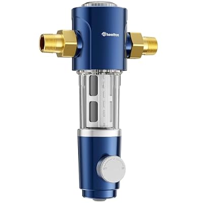 Wheelton Whole House Spin Down Sediment Water Filter, Reusable Sediment Water Filter System, Flushable Prefilter Filtration System for City Water with Self- Cleaning (40 Micron)