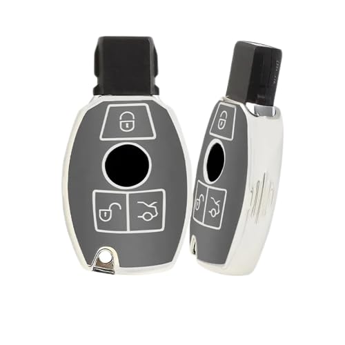 SMART KEY FOB REMOTE COMPATIBLE WITH MERCEDES BENZ 3 BUTTON CASE SLK CLK S SL ML COVER AMG 12 FOR MERCEDES BENZ (Grey-Silver) - Image 2