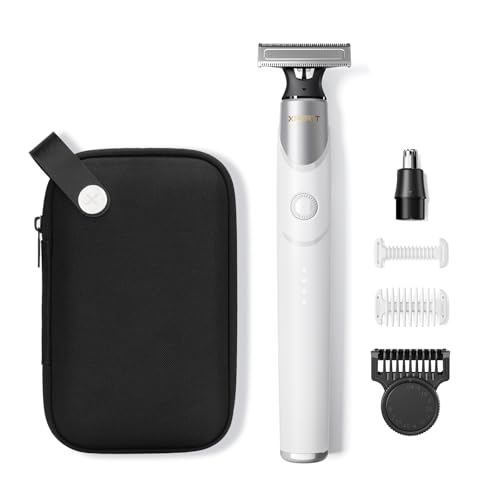 Xpert T Magnético Afeitadora Electrica Hombre Mujer con Estuche, Recortadora de Barba con Cabeza Pelos Nariz, Accesorio de Recorte con Peine Ajustable, Funda Set de Recorte Corporal todo en uno Blanco