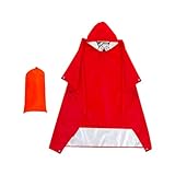 T Tooyful レインポンチョ 緊急用 防水 プルオーバー マット レインウェア キャンプ テント ジャケット レインコート 旅行 登山 釣り ハイキング 女性用, 赤
