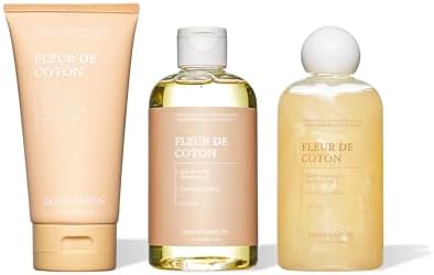 DANS UN JARDIN – Bodycare Set for Women Made in Canada – Cotton Flower Fragrance – Body Cream, Bubble Bath & Shower Gel – Beauty Gift Set for Women – Gentle on the Skin – Vegan Products – 3 Pack