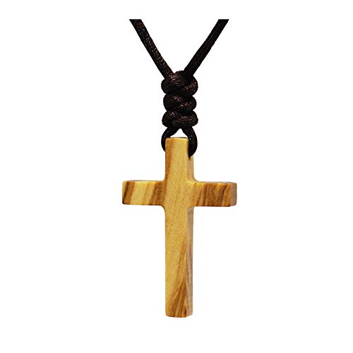 Natural Olive Wood Cross Pendant Necklace for Men Women Children Kids Boy Girl Wooden Gift Car Rearview Mirror Pendant