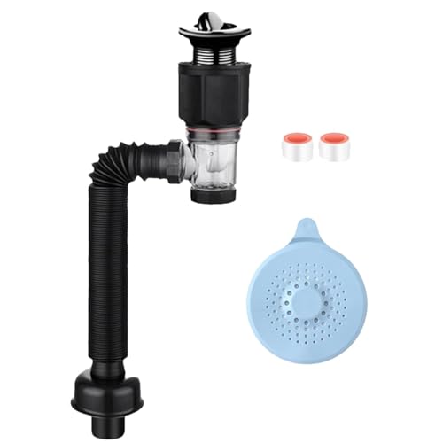 Kit de tubo de desagüe para lavabo, juego de desagüe a prueba de olores, juego de desagüe flexible contra atascos