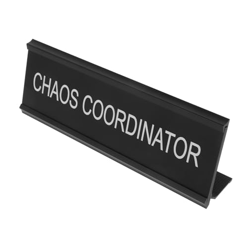 TOPPERFUN Shaped Aluminum Alloy Desk Plaque for Chaos Coordinator Position Modern Decorative Office Sign Readable Text for Name Display for Decor