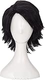 Grubify Death Note L Cosplay Wigs L.Lawliet Short Black Shaggy Layered Heat Resistant Synthetic Hair Wig + Wig Cap