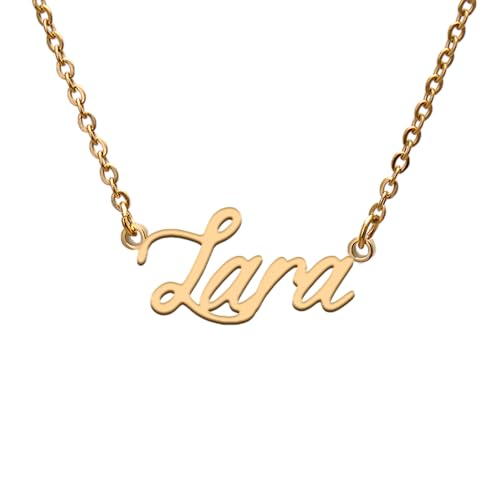 GR859C Lara Name Tag Necklaces for Her His Friends Familys Relationship Memory Jewelry Gift