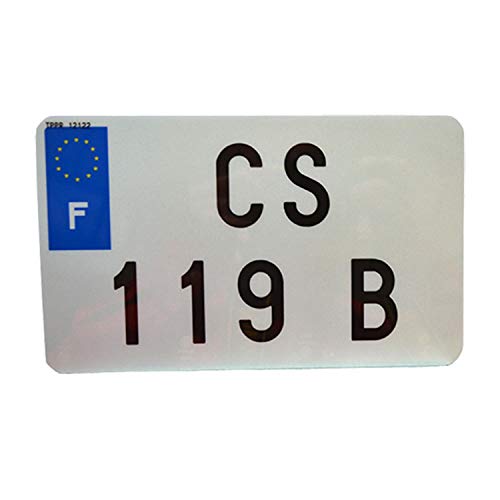Plaque immatriculation blanche 210x130 cyclo ancienne Tiflex