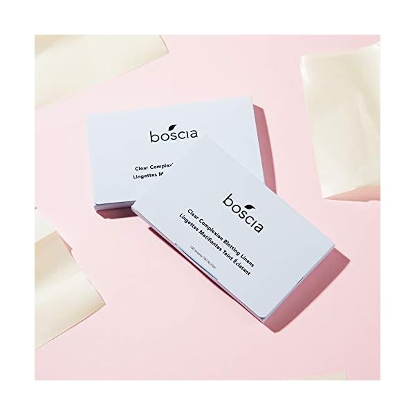 boscia Clear Complexion Blotting Linens - Vegan, Cruelty-Free, Natural Skin Care - Oil Blotting Sheets for Face - For Combination to Oily Skin Types - Travel Size - 100 Sheets