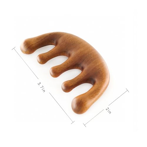 Menesia Wood Scalp Comb, Wooden Scalp Massager, Sandalwood Wooden Hair Massage Comb for Women Hair Growth(Brown)