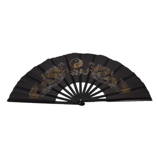 NIYANGLE Abanico de Mano Plegable Chino para Kung Fu y Tai Chi Estilo Vintage Tela Resistente para Entrenamiento y Presentaciones Artísticas en Festivales y Bailes