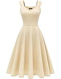 A-Linie Cocktailkleid Knielang,Faltenrock,Hohe Taille, V-Ausschnitt Sommerkleid