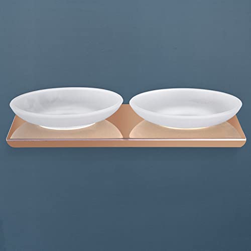 Image of Primax Stainless Steel Double Soap Dish /Holder /Stand /Tray for Bathroom and Kitchen Bathroom Accessories - Wall Mount (Rose Gold-Chrome)