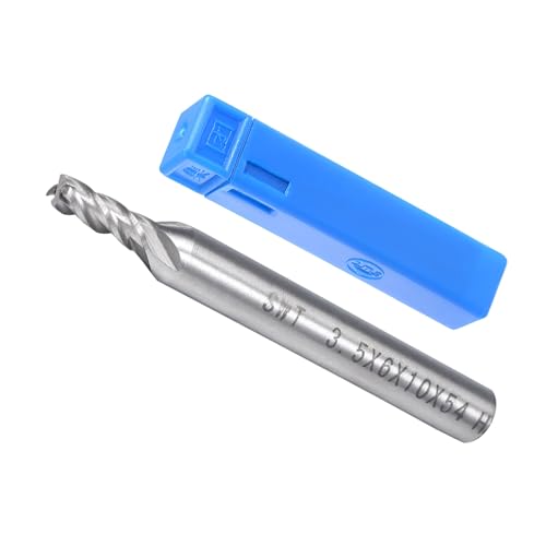 Image of 4-Flute Spiral End Mill Bits, 3.5mm Diameter 10mm Length, High Speed Steel Straight Milling Cutter with Storage Case- (Applications: for Plywood Hardwood Plastic),