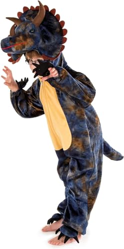 Pretend to Bee Déguisement de Dinosaure Tricératops pour Enfant, Musée Officiel d'histoire Naturelle, Barboteuse Multicolore 5-7 Ans