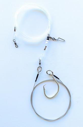 Shark Shackle 20ft Pro Beach Shark Fishing Rig, 15ft 600lb Mono Leader, 5ft 700lb Bite Cable, 20/0 Inline Circle Hook, 750lb Barrel Swivels
