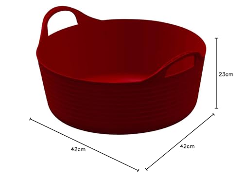 Kerbl Trog FlexBag rot (Flexibler Futtertrog, Müslischüssel, Fassungsvermögen 15 Liter, Futtereimer mit Zwei Griffen) 3210247