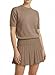 Jenisso Womens 2 Piece Outfits Short Sleeve Crewneck Knit Tops And Pleated Mini Skirt Two Piece Sets?Light brown,M