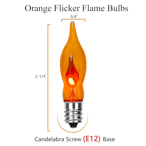 SUNSGNE-E12-Flickering-Flame-Orange-Night-Light-Bulbs-C18-String-Light-Bulbs-for-Halloween-Christmas-Party-Decor-1Watt120-VoltsE12-Base12-Pack SUNSGNE E12 Flickering Flame Orange Night Light Bulbs C18 String Light Bulbs for Halloween Christmas Party Decor 1Watt120 VoltsE12 Base12 Pack