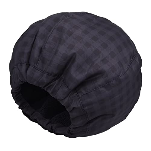Shower Cap for Men Black Bath Cap, Reversible Large Waterproof Adjustable Shower Caps Terry Lining & Elastic Band Stretch Hem Hair Hat