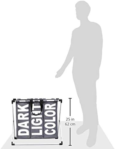 Amazon Basics Triple Laundry Basket Hamper, Dark Grey