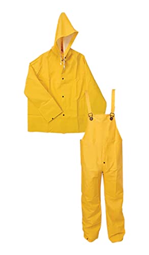 7007 Waterproof Rain Suit PVC/Poly, Adjustable Ankle with Snap Fly Closure, Yellow, 3x-Large (Pack of 1)