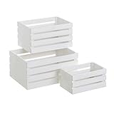 LOLAhome Set de Cajas de Fruta de Madera Blanco rústico para decoración Vitta