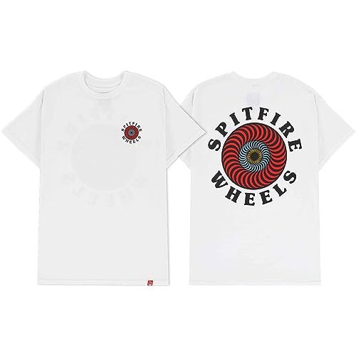 Spitfire Wheels OG Classic Fill White/Red/Multi Men's Short Sleeve T-Shirt - Medium