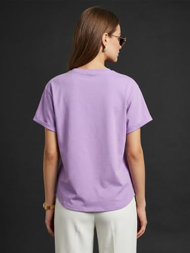 Image of JUNEBERRY Pure 100% Cotton Oversized Loose Fit Drop Shoulder Round Neck Boyfriend Fit Solid Half Sleeves T-Shirt for Women & Girls (Sizes: S to 2XL)