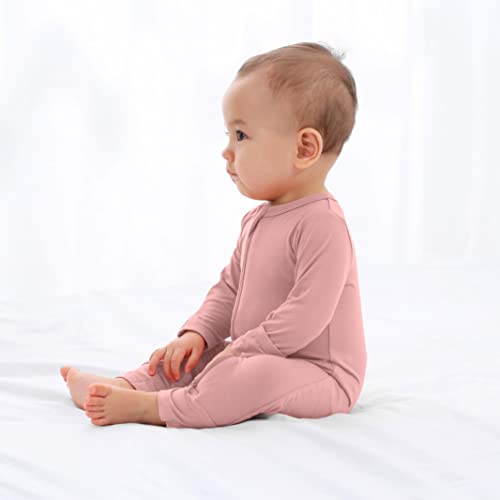 GUISBY Rayon Baby Pajamas with Mittens Cuffs, Long Sleeve Footless Snug Fits Sleepers 4-Pack3