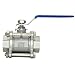 VARMHUS NPT Female Threaded Stainless Steel SS304,3-Pcs Type Full Port Ball Valve with Blue Vinyl Handle, WOG 1000 (1
