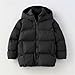 Casual Down Puffer Jackets for Girls Boys:Fashion Solid Color Hooded Coats with Pockets Zip up Quilted Outfits(Black,140)