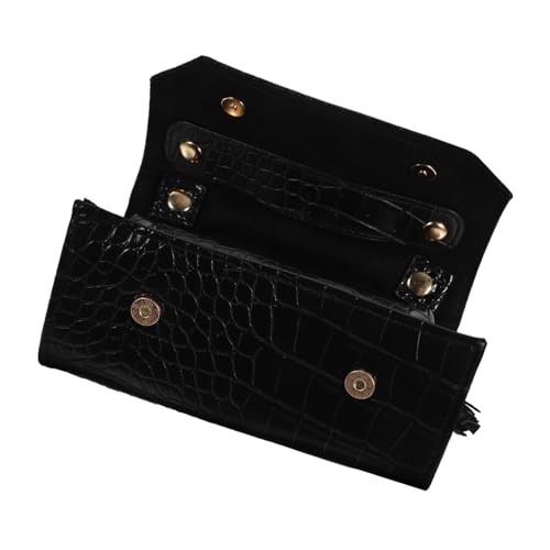 Amosfun Estuche Enrollable Para Joyas Portátil Negro, Organizer Multifunción De Viaje, Tela Suave, Tamaño Compacto, Bolsa Para Guardar Pulseras y Collares, Bolsa Para Viaje