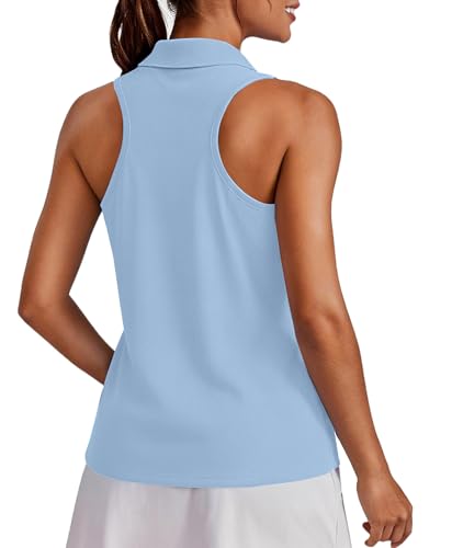 Image of PINSPARK Womens Golf Shirt UPF 50+ Sleeveless Collared Shirts Quick Dry Tennis Polo V-Neck Racerback Athletic Workout Tank