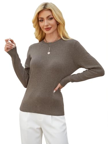 Image of GKBK Women's Wool Blend Sweaters 2026 Fall Fashion Lightweight Business Casual Outfits Long Sleeve Crew Neck Pullover Tops