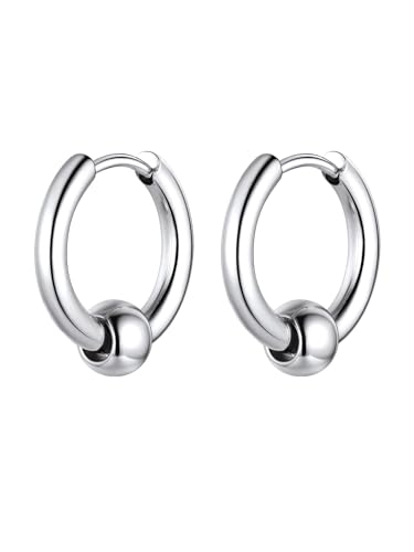 PROSTEEL リングピアス メンズ 両耳 ステンレス アレルギー対応 フープピアス ボール 小さめ シンプル 揺れる お洒落 男女兼用 アクセサリーの商品画像（Amazon）