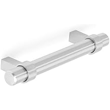 BIRDROCK HOME Contemporary Handle - Brushed Nickel - 10 Pack - 3.75 Inch Kitchen Cupboard Furniture Cabinet Hardware Drawer Dresser Pull Trad