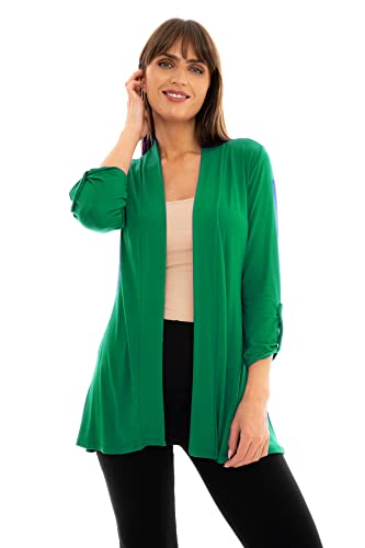 Image of Loxdonz Women's Open Front Cardigans Casual 3 /4 Sleeve Cardigan Soft Lightweight Top