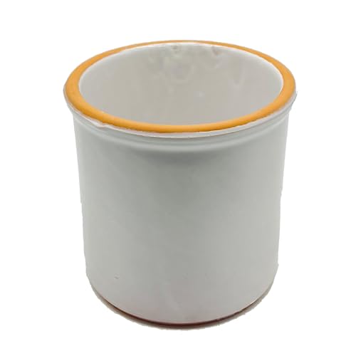 Tarro de cerámica blanco brillante 14 x 12 cm – Tarro artesanal de cocina para sal, azúcar, especias o miel – Made in Italy – Estilo elegante y limpio