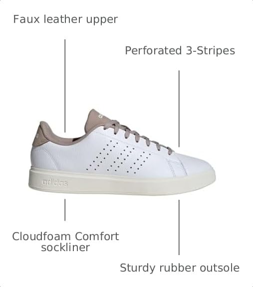 Image of adidas Mens Advantage 2.0 Tennis Sneakers Shoes - White