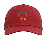 Body by Bacon Vintage Pig Low Carb High Fat Ketogenic Diet Adjustable Printed Baseball Hat, Red