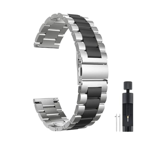 SRMVRNKNNK Fit For Galaxy Watch ���^���X�g���b�v�AFit For Samsung Watch 6�p�X�e�����X�X�`�[���o���h�u���X���b�g(Sliver Black,Watch6 44mm)