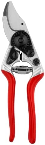 FELCO Pruning Shears (F 14) - High Performance Swiss Made One-Hand Garden Pruner with Steel Blade,Red, Silver