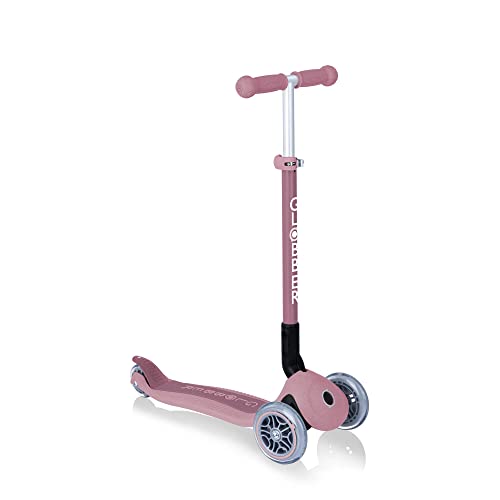 Globber Go Up Faltbarer Plus ECOlogic Tretroller mit 3 R&auml;dern, zusammenklappbar - 15 Monate bis 7 Jahre, Kinder-Scooter f&uuml;r Jungen und M&auml;dchen mit abnehmbarem Sitz - 2 Jahre Garantie (Beeren)
