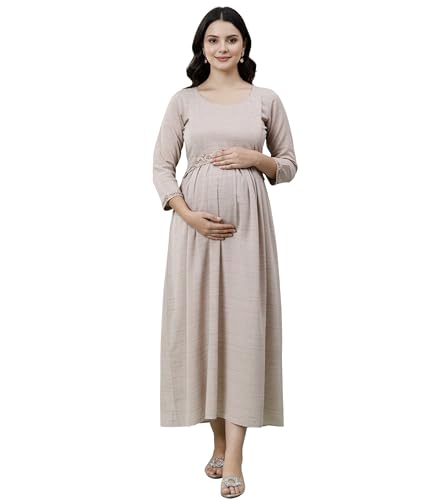 Image of DUMMY SHAPE Feeding Kurtis for Women Cotton Rayon | Floral Pregnancy Anarkali Kurta with Dual Nursing Zippers to Pre & Post Partum | Maternity Dresses | Gifts for Pregnant Woman