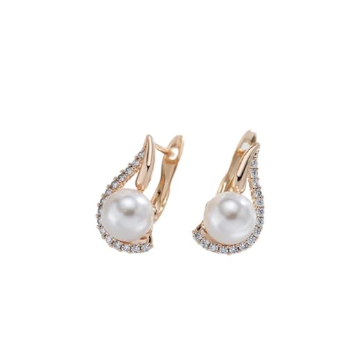 Cadeau créatif boucles d'oreilles perles et zircone étincelante