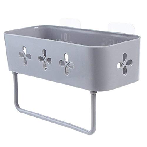luckxuan Bathrooms Shelves Creative Punch-Free Bathroom Towel Rack Suction Cup Rack Kitchen Wall Hanging Sundries Storage Rack Bathroom Shelf Organizer (Color : Gray)