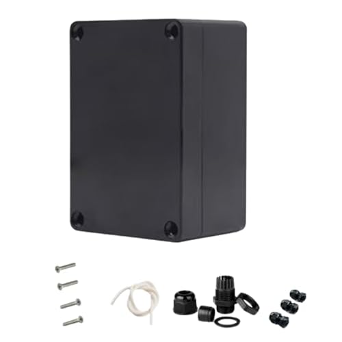 Project Box for Electronics -Electrical Enclosure, Junction Box ABS Plastic Dustproof Waterproof IP65, with 4 PCS M16 Cable Glands Black (6.22x3.54x2.36 inch (158 x 90 x60 mm)