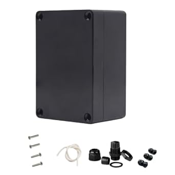 Project Box for Electronics -Electrical Enclosure, Junction Box ABS Plastic Dustproof Waterproof IP65, with 4 PCS M16 Cable Glands Black 6.22x3.54x2.36 inch 158 x 90 x60 mm